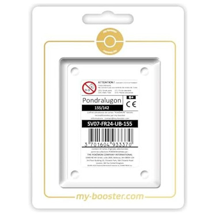 Coffret Myboost Pondralugon Couronne Stellaire contenant la carte secrète 155/142 et 9 autres cartes Pokémon françaises variées