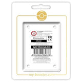 Coffret Myboost dédié à Rhinastoc 076/142 EV07 Couronne Stellaire, incluant la carte principale et 9 autres cartes Pokémon françaises variées.