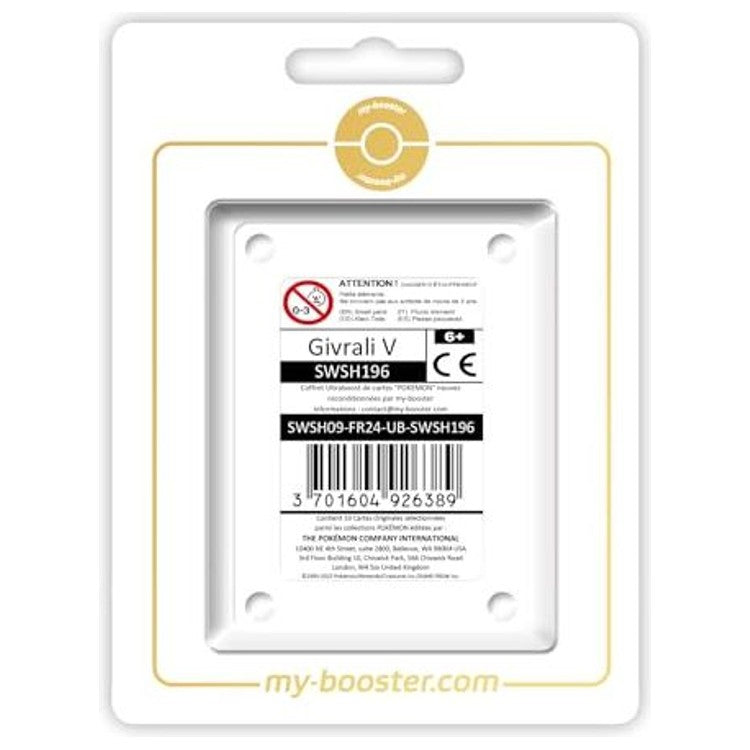 Coffret Ultraboost Givrali V SWSH196 contenant la carte promo et 9 autres cartes Pokémon françaises assorties