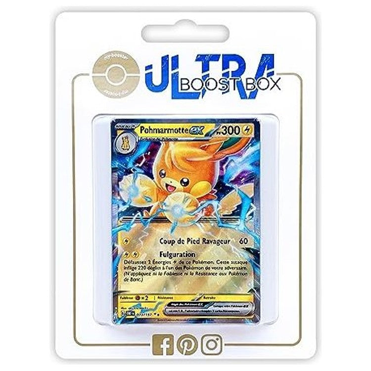 Coffret Ultraboost Myboost avec Pohmarmotte ex de l’extension Flammes Obsidiennes EV03 et 9 autres cartes Pokémon françaises neuves