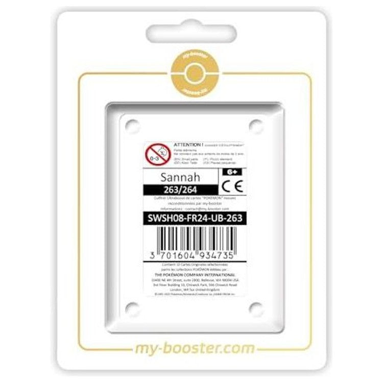 Coffret Ultraboost avec la carte Dresseur Sannah Poing de Fusion et 9 autres cartes Pokémon françaises certifiées officielles