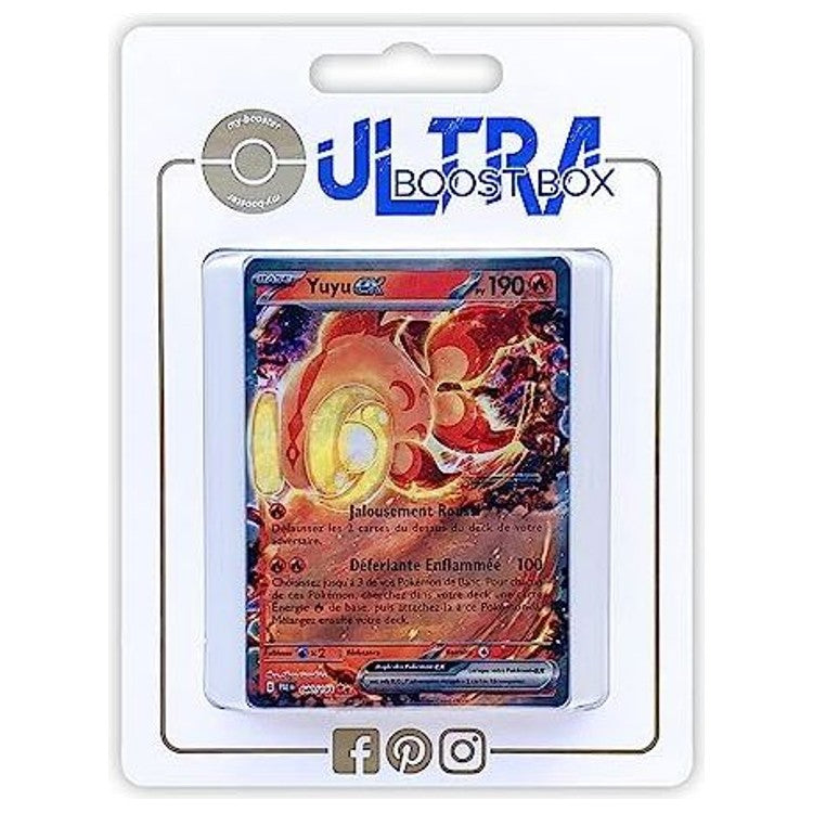 Coffret Ultraboost avec la carte Yuyu ex EV02 mise en avant et 9 autres cartes Pokémon françaises neuves regroupées dans la sélection