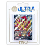 Coffret Ultraboost contenant la carte promo Zamazenta V SWSH293 Zénith Suprême et un assortiment de 10 cartes Pokemon francaises neuves