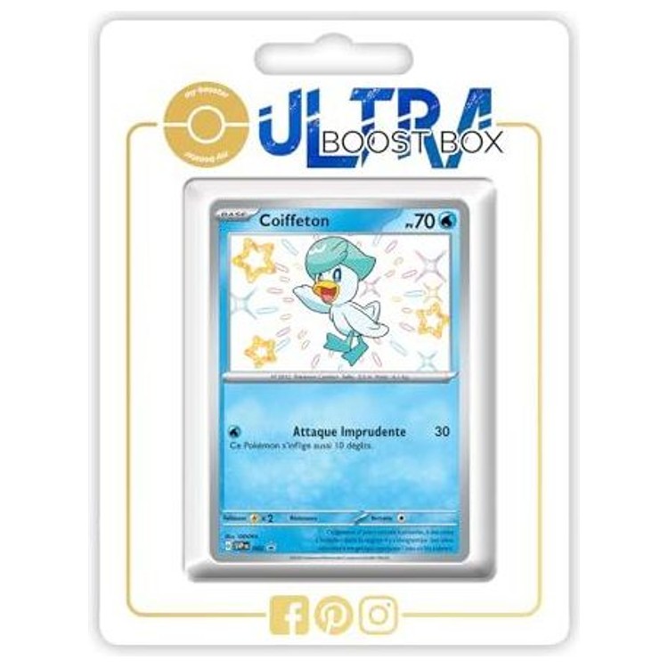 Carte Pokémon Coiffeton SV082 chromatique, recto en français de l’extension Destinées de Paldea Écarlate et Violet 4.5 mise en avant dans le coffret.