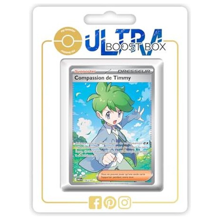 Carte Pokémon Compassion de Timmy 176/132 Dresseur Full Art Secrète, édition française du bloc Méga-Évolution 01, vue de face en gros plan