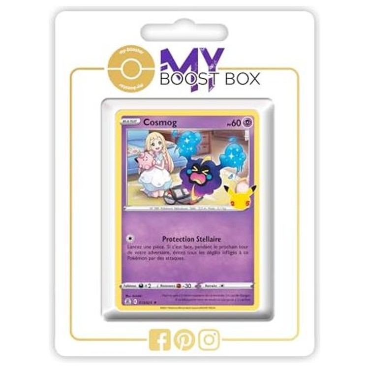 Carte Pokémon Cosmog 013/025 Holo de l’extension Célébrations Épée et Bouclier 7.5, vue de face avec illustration complète du Pokémon Psy.