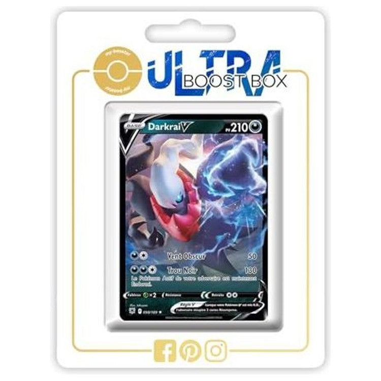 Carte Pokémon Darkrai V 098/189 Ultra Rare de l’extension Astres Radieux, bloc Épée et Bouclier 10, vue de face en français