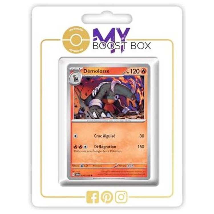 Carte Pokémon Démolosse 034/198 en version Reverse EV01, recto en français de l’extension Écarlate et Violet 1 mise en avant dans le coffret.