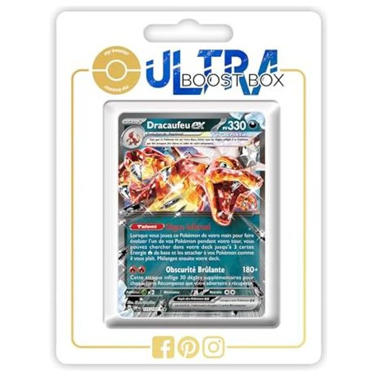 Carte Pokémon Dracaufeu ex 125/197 Téracristal en français, recto, issue de l’extension Flammes Obsidiennes Écarlate et Violet 03.