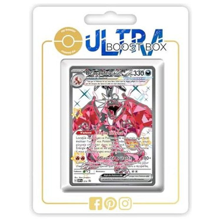 Carte Pokémon Dracaufeu ex SV074 Full Art Téracristal chromatique de l’extension Destinées de Paldea Écarlate et Violet 4.5, vue de face en français