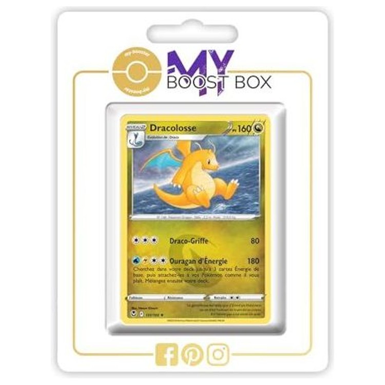 Carte Pokémon Dracolosse 131/195 Holo ou Reverse de l’extension Tempête Argentée, bloc Épée et Bouclier 12, vue de face détaillée.