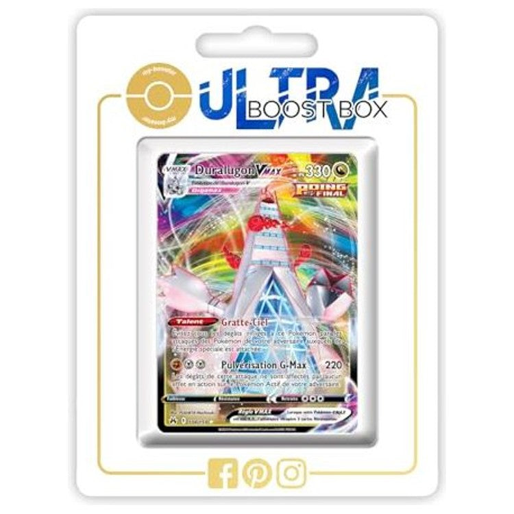 Carte Pokémon Duralugon VMAX 104/159 ultra rare de l’extension Zénith Suprême Épée et Bouclier 12.5, vue de face avec l’illustration brillante.