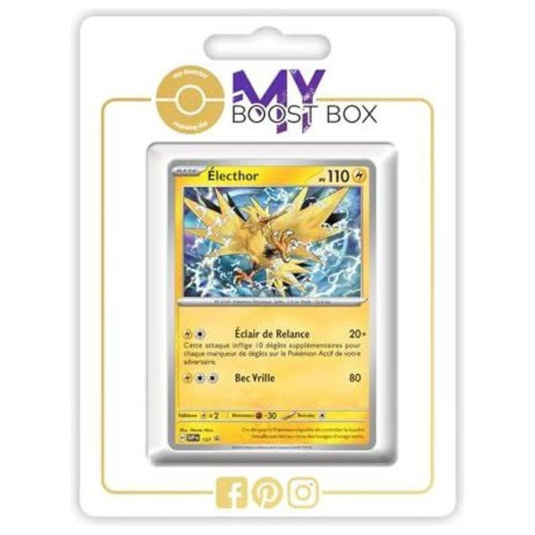 Carte Pokémon Électhor SV157 Holo de l’extension Étincelles Déferlantes, bloc Écarlate et Violet 08, vue de face détaillée.