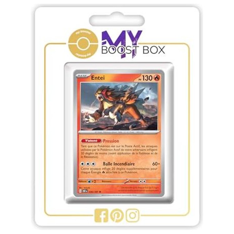 Carte Pokémon Entei 030/197 en version Holo ou Reverse de l’extension Flammes Obsidiennes Écarlate et Violet 03, vue de face en français.