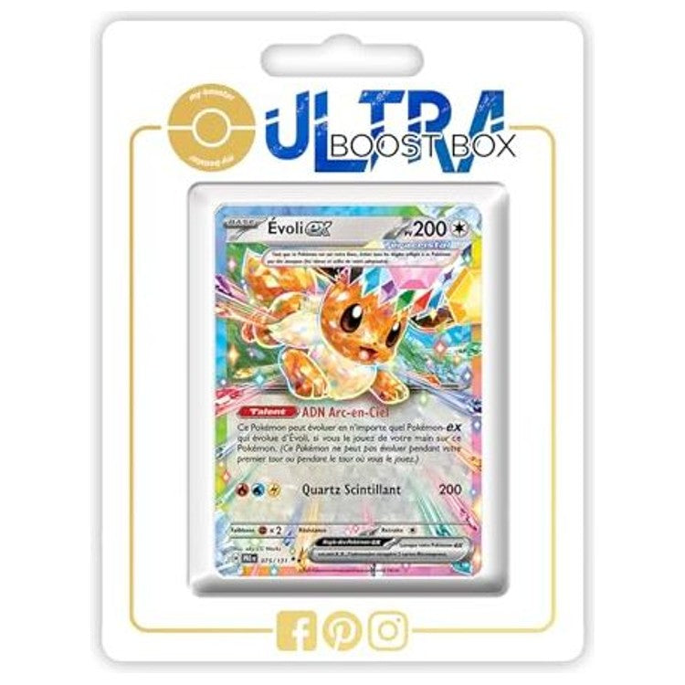 Carte Pokémon Évoli-ex 075/131 Téracristal, édition française de l’extension Évolutions Prismatiques Écarlate et Violet EV08, vue de face détaillée.