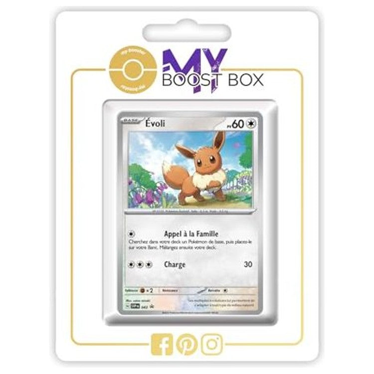 Carte Pokémon Évoli SV043 Holo de l’extension Flammes Obsidiennes Écarlate et Violet 03, vue de face avec l’illustration complète du Pokémon.