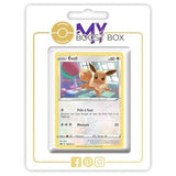 Carte Pokémon Évoli SWSH212 promo Holo recto, édition française liée à l’extension Épée et Bouclier 10 Astres Radieux