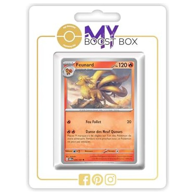 Carte Pokémon Feunard 029/197 en version Reverse de l’extension Flammes Obsidiennes Écarlate et Violet 03, vue de face en gros plan.