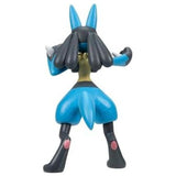 Figurine Lucario vue de dos, appendices noirs retombant sur les épaules
