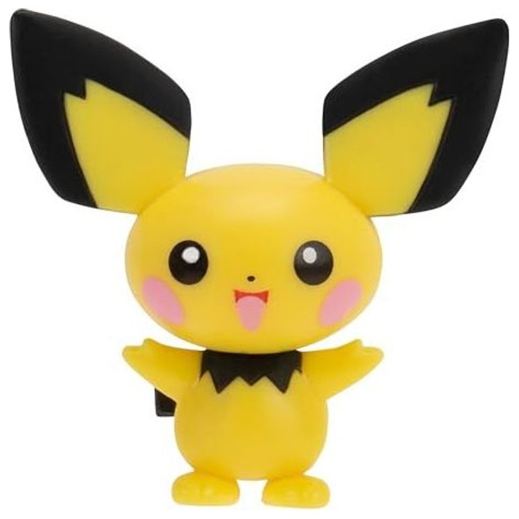 Figurine de Pichu seule, grandes oreilles noires et jaunes, bras écartés