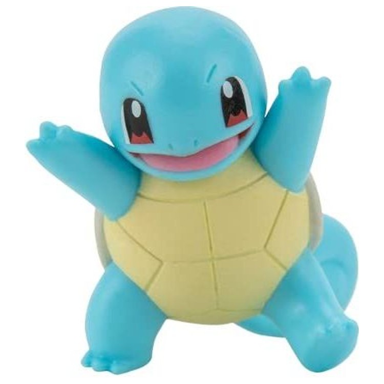 Figurine Carapuce bras levés, carapace beige et corps bleu