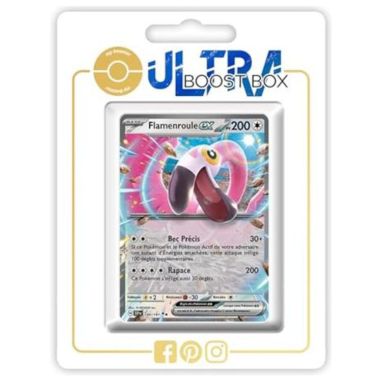 Carte Pokémon Flamenroule ex 160/191 en français, recto, issue de l’extension Étincelles Déferlantes du bloc Écarlate et Violet EV08