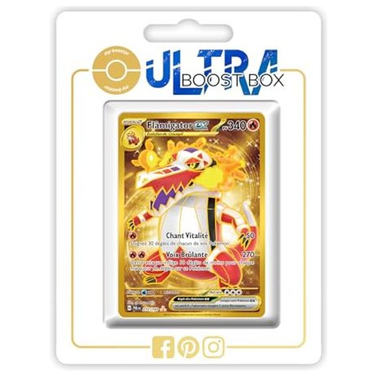Carte Pokemon Flâmigator ex 272/193 Secrète Gold EV02 en francais, vue de face, issue de l extension Evolutions a Paldea