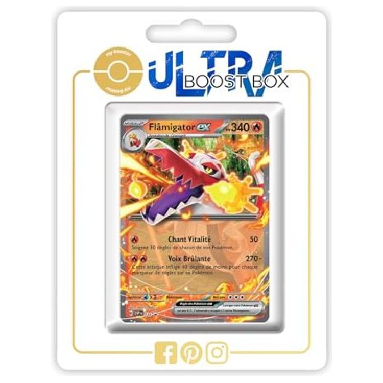 Carte Pokémon Flâmigator ex SV034 Ultra Rare de l’extension Évolutions à Paldea EV02, vue de face avec l’illustration complète du Pokémon Feu.