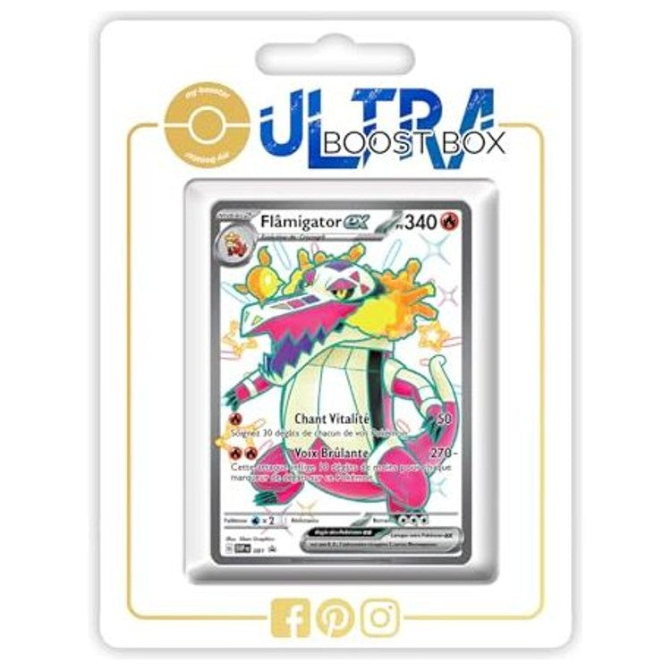 Carte Pokemon Flamigator ex SV081 chromatique Full Art de l’extension Destinees de Paldea Ecarlate et Violet 4.5, vue de face en francais