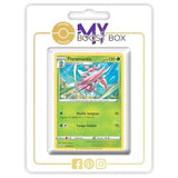 Carte Floramantis visible dans une présentation cartonnée blanche, avec le Pokémon au centre de son illustration.