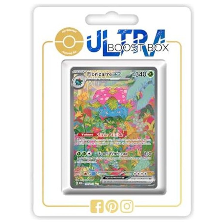 Carte Pokémon Florizarre ex 198/165 Alternative Pokémon Gallery Secrète de l’extension 151 Écarlate et Violet 3.5, vue de face en français