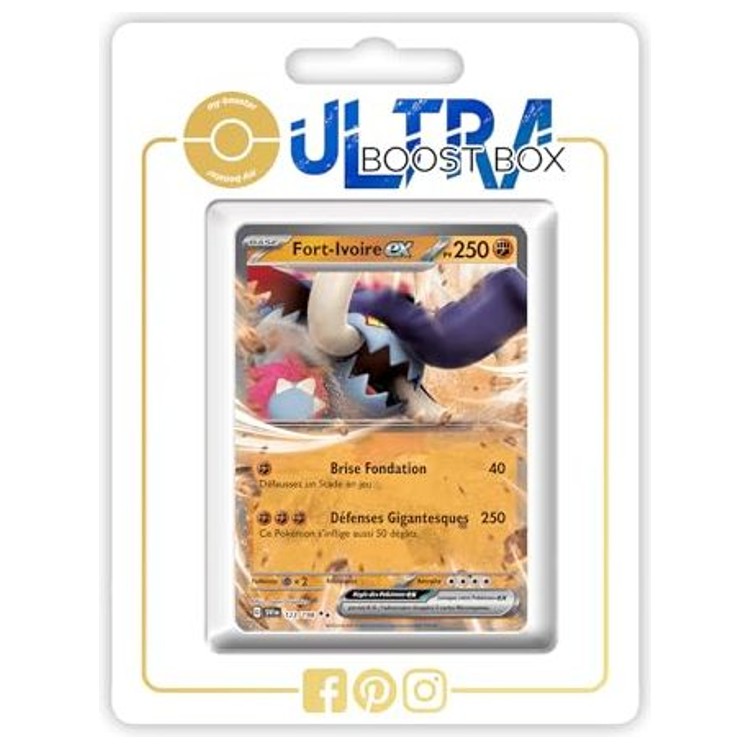 Carte Pokémon Fort-Ivoire ex 123/198 en français, recto, issue de l’extension Écarlate et Violet 1 EV01 dans un coffret Ultraboost.