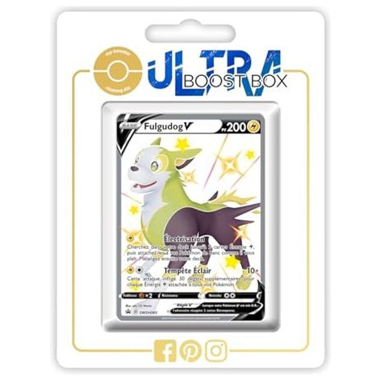 Carte Pokémon Fulgudog V SWSH085 Full Art chromatique, vue de face, issue de l’extension Destinées Radieuses Épée et Bouclier 4.5