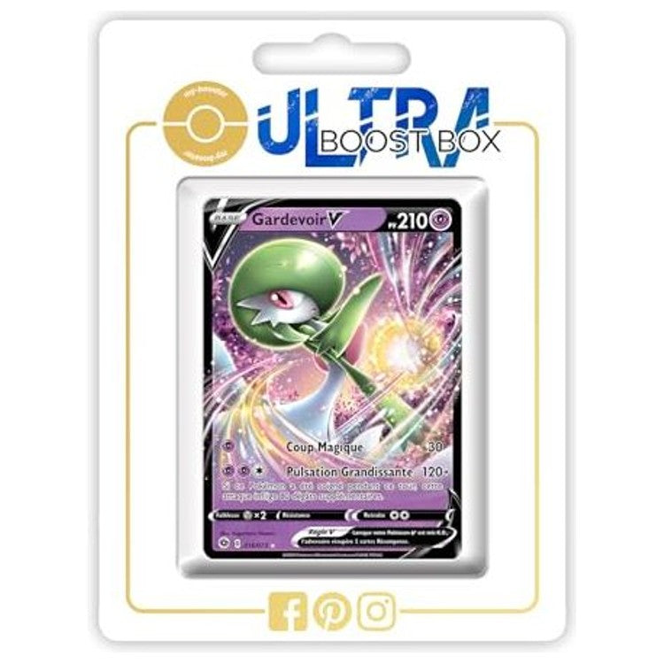 Carte Pokemon Gardevoir V 016/073 Ultra Rare de l’extension La Voie du Maître, vue de face avec l’illustration complète du Pokemon Psy et Fee.