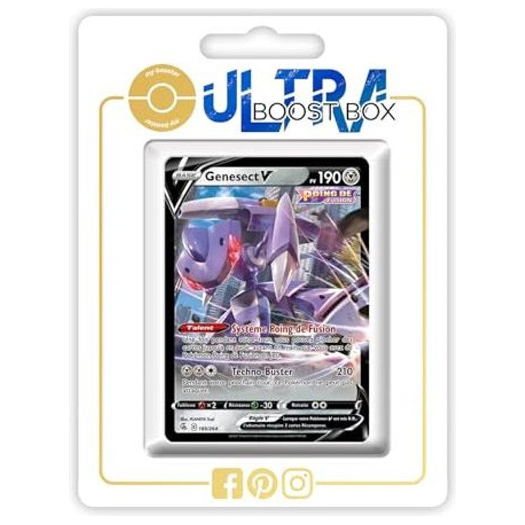 Carte Pokémon Genesect V 185/264 Ultra Rare de l’extension Poing de Fusion, recto en français du bloc Épée et Bouclier EB08