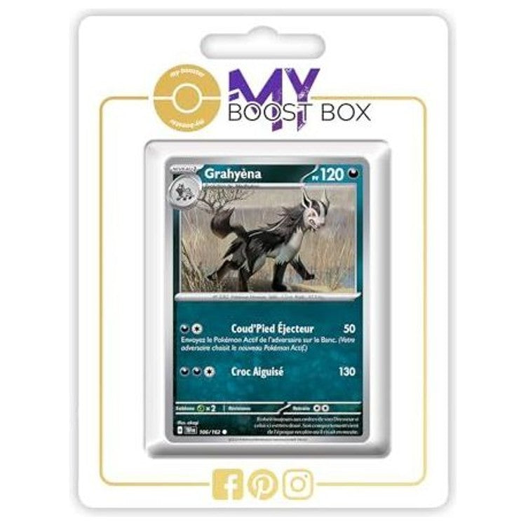 Carte Pokémon Grahyèna 106/162 en version Reverse de l’extension Forces Temporelles Écarlate et Violet 05, vue de face en gros plan.