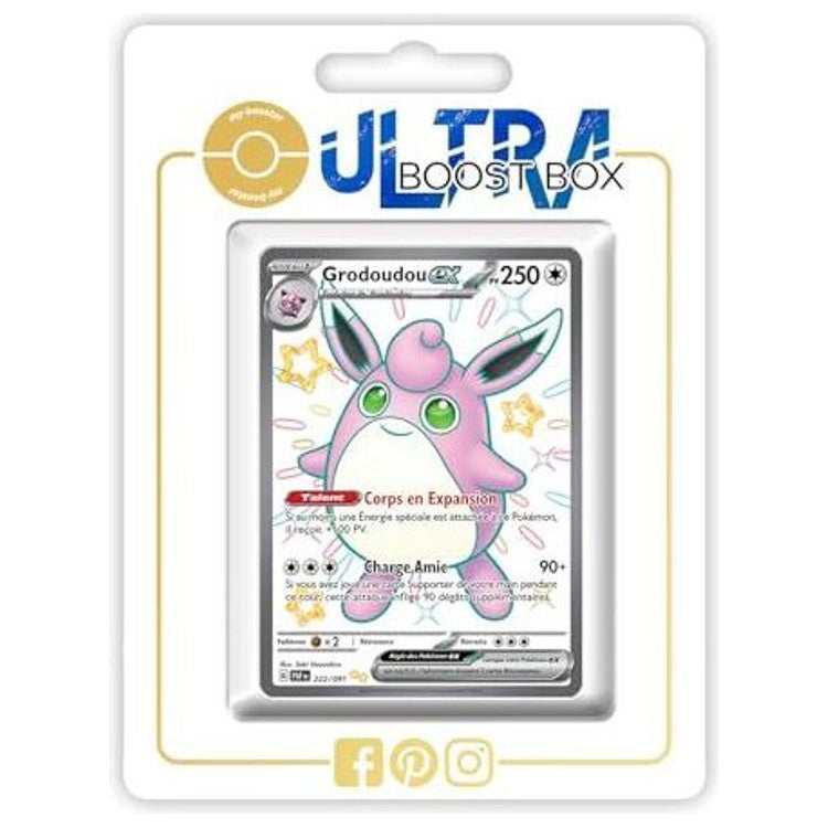 Carte Pokémon Grodoudou ex 222/091 Full Art chromatique secrète de l’extension Destinées de Paldea Écarlate et Violet 4.5, vue de face