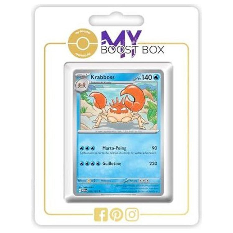 Carte Krabboss visible au centre d’un support blanc My Boost Box, avec son illustration de crabe orange.