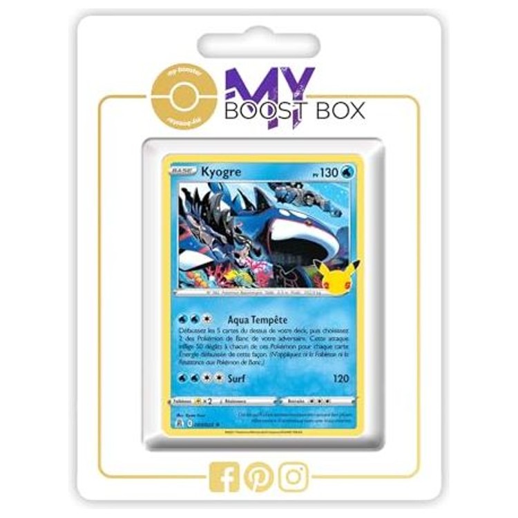 Carte Pokémon Kyogre 003/025 Holo de l’extension Célébrations Épée et Bouclier 7.5, vue de face avec illustration légendaire