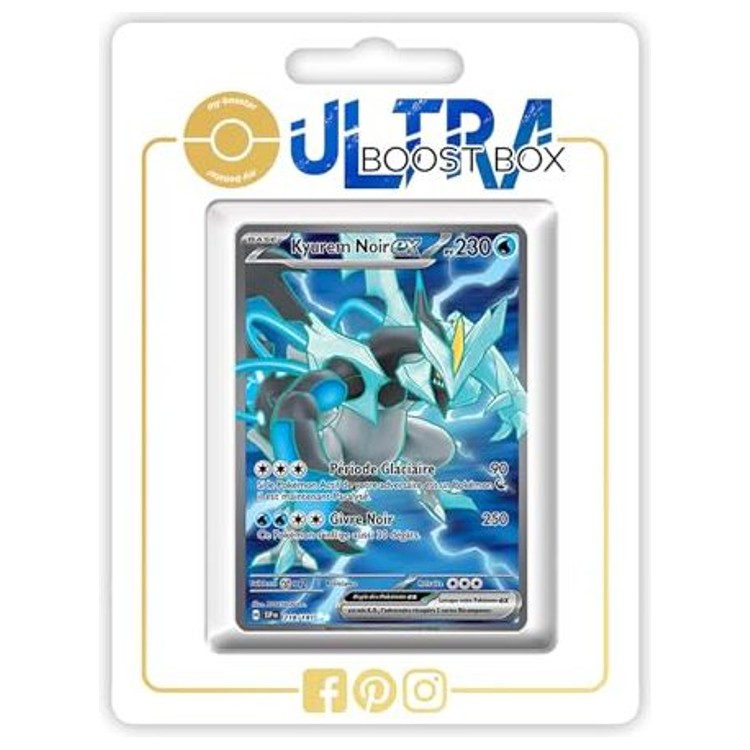 Carte Pokémon Kyurem Noir ex 218/191 Full Art secrète de l’extension Étincelles Déferlantes EV08, vue de face en édition française officielle.