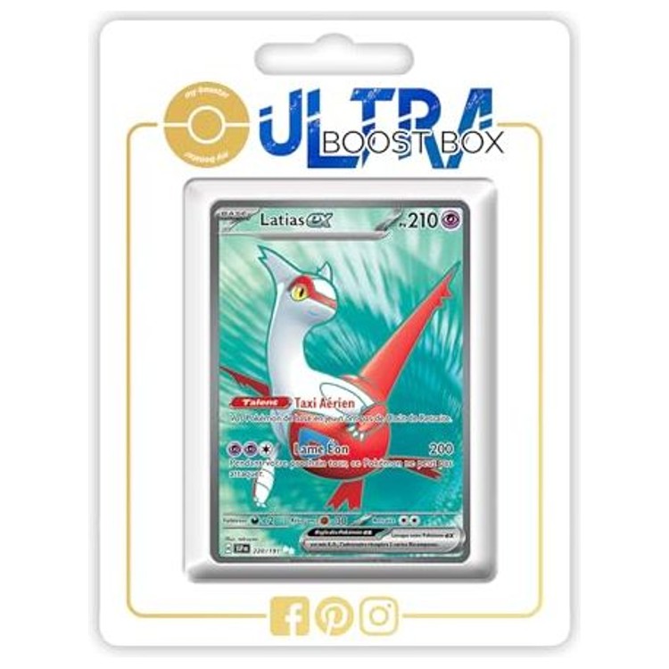 Carte Pokémon Latias ex 220/191 Full Art secrète EV08, vue de face, issue de l’extension Étincelles Déferlantes du bloc Écarlate et Violet