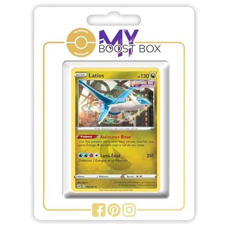 Carte Pokémon Latios 194/264 en version Reverse de l’extension Poing de Fusion, bloc Épée et Bouclier 08, vue de face détaillée.