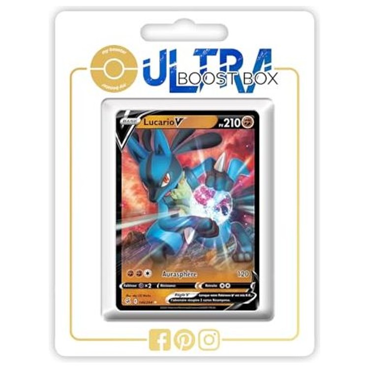 Carte Pokémon Lucario V 146/264 Ultra Rare Poing de Fusion EB08 en français, vue de face avec illustration complète du Pokémon Combat.