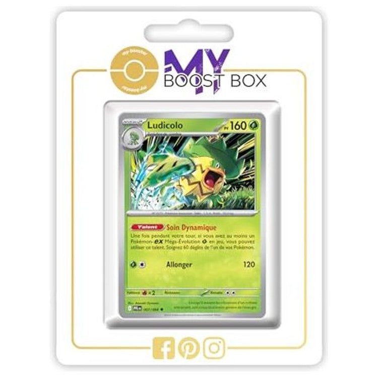 Carte Pokémon Ludicolo 007/094 Reverse de l’extension Flammes Fantasmagoriques, recto en français du bloc Méga-Évolution 02
