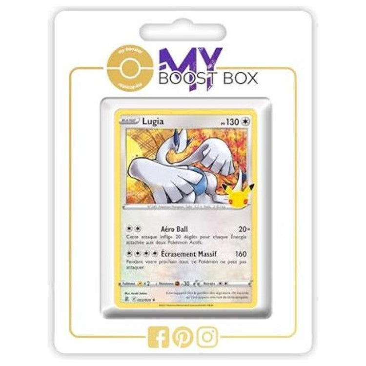 Carte Pokémon Lugia 022/025 Holo de l’extension Célébrations Épée et Bouclier 7.5, vue de face avec illustration complète du Pokémon légendaire.