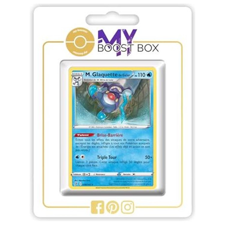 Carte Pokémon M. Glaquette de Galar 038/192 en version Reverse de l’extension Clash des Rebelles Épée et Bouclier 02, vue de face en gros plan.
