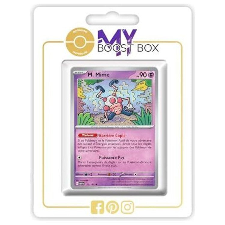 Carte Pokémon M. Mime 122/165 en version Holo ou Reverse de l’extension Écarlate et Violet 3.5 151, vue de face avec les détails du Pokémon Psy.