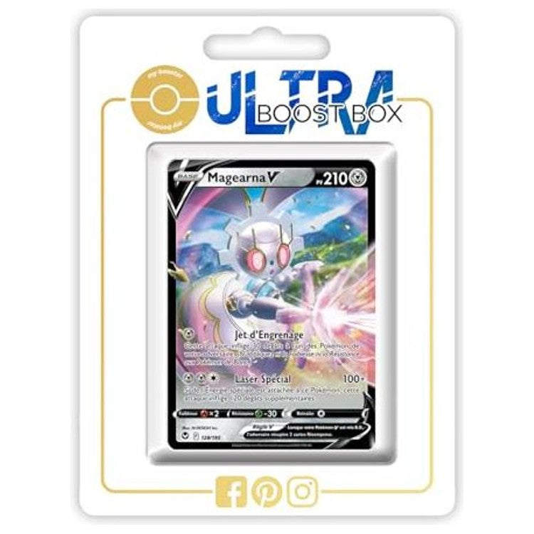 Carte Pokémon Magearna V 128/195 en français, recto, issue de l’extension Tempête Argentée du bloc Épée et Bouclier EB12
