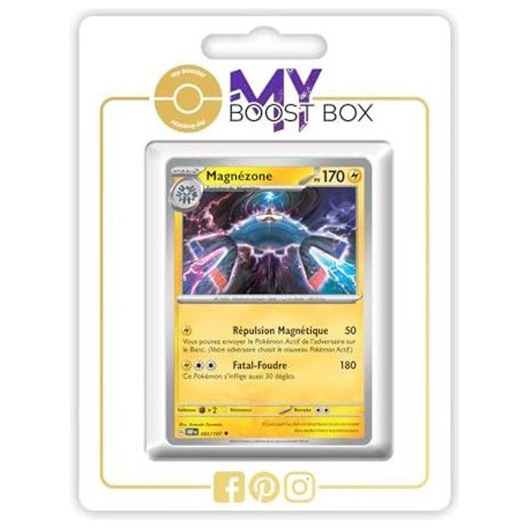 Carte Magnézone 065/197 visible dans un emballage blanc My Boost Box à suspendre.