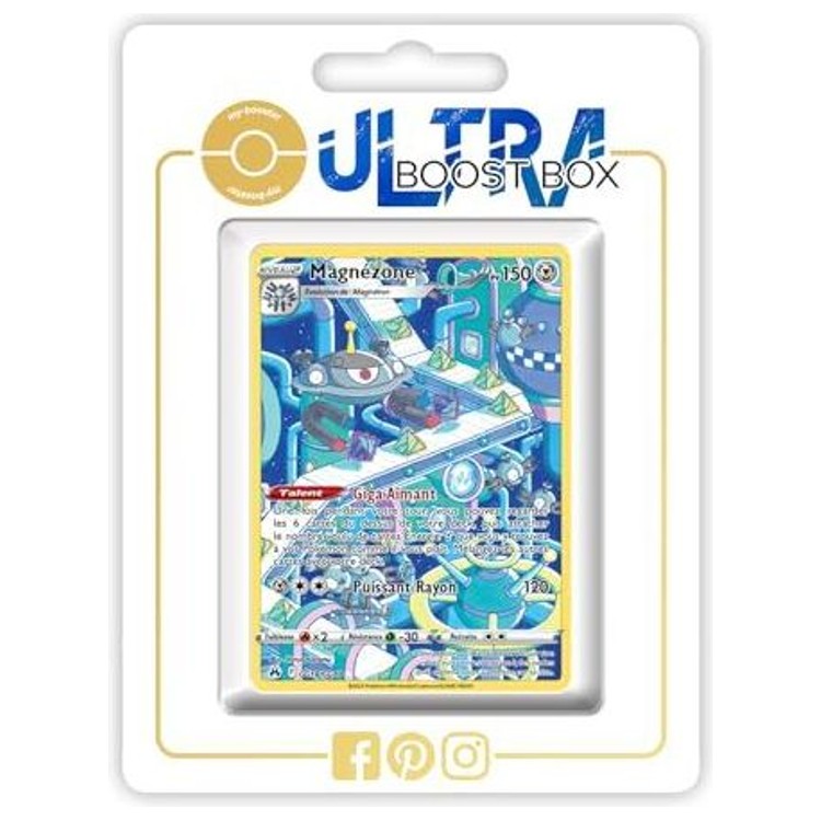 Carte Magnézone GG18/GG70 visible dans une présentation blanche et dorée Ultra Booster Box.